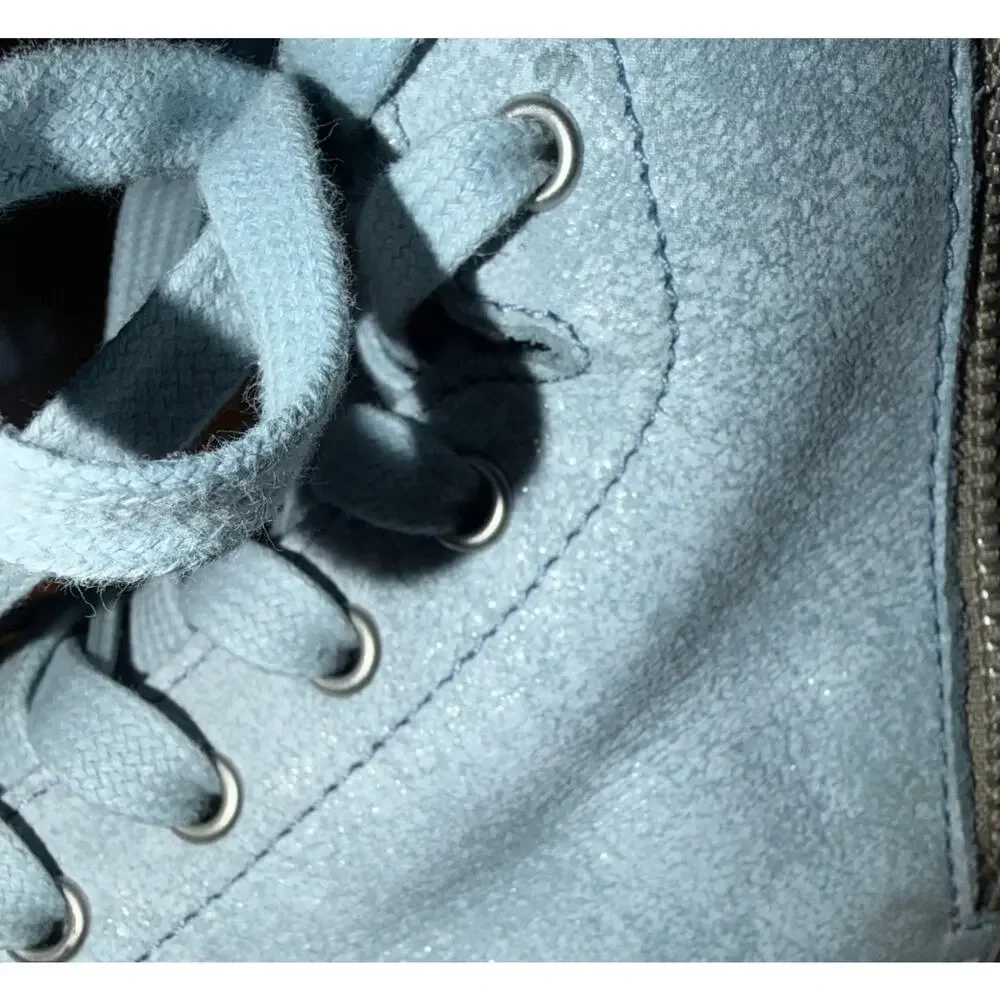 Blackstone Women's High-Top Sneakers Blue Side Zip‎ Lace-Up $195 MSRP EU Size 40